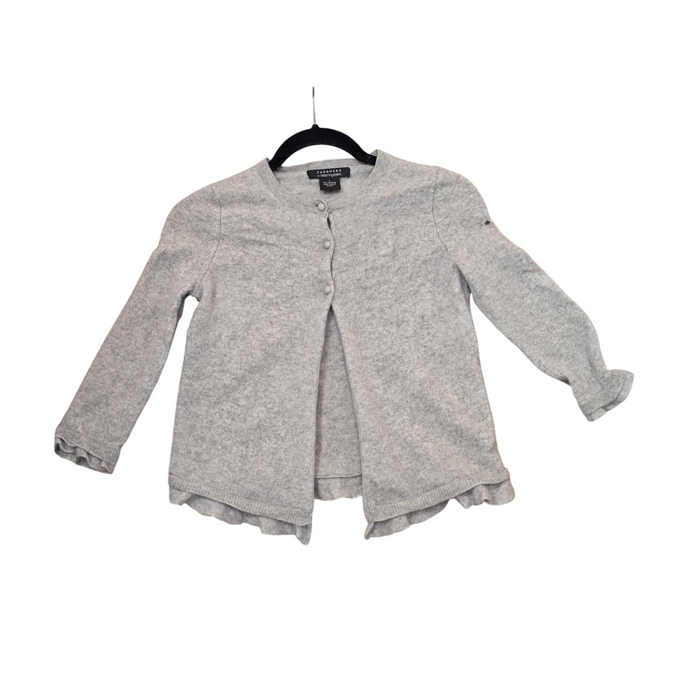 Cashmere by Bloomingdale's Gray Ruffle Hem Cardigan Sweater Womens S Coquette